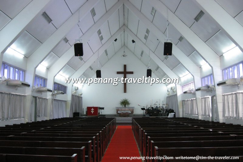 The interior of the Ayer Itam Chinese Methodist Church