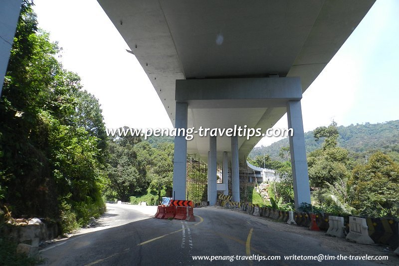 View of the Balik Pulau Hill Road viaduct from the old road