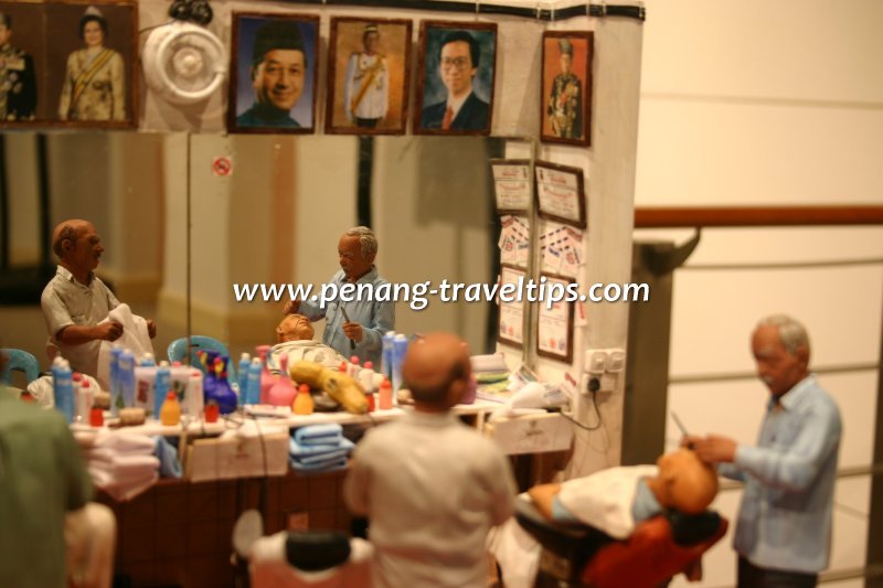 Barbers at work inside New Light Hair Dressing Salon Diorama