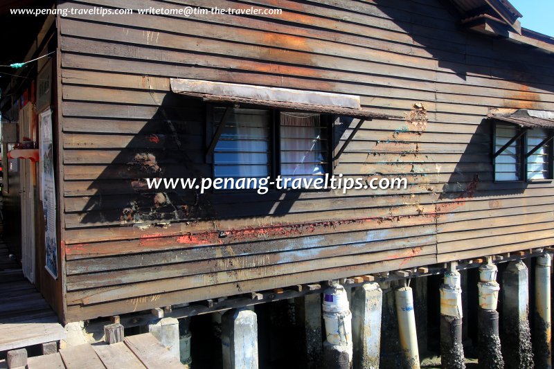 Children in a Boat mural, weathered beyond recognition