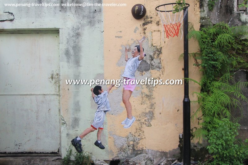 Children Playing Ball mural by Louis Gan