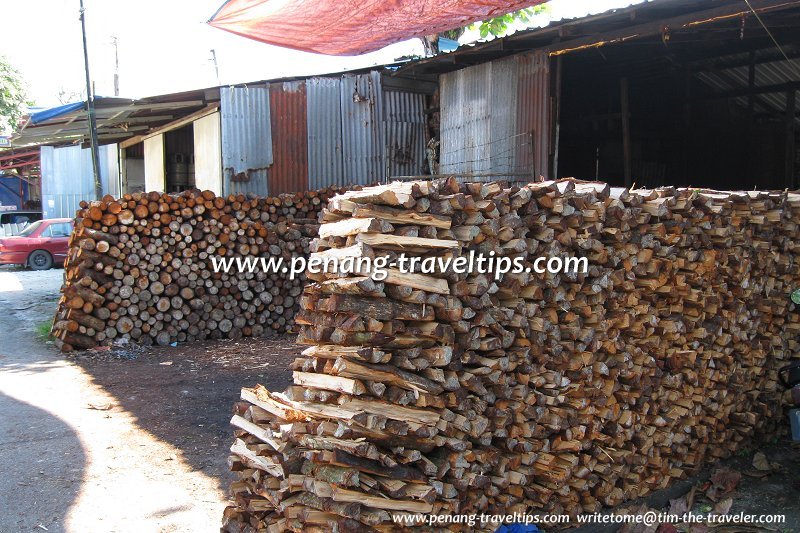 Firewood for making charcoal at Lebuh Bakau