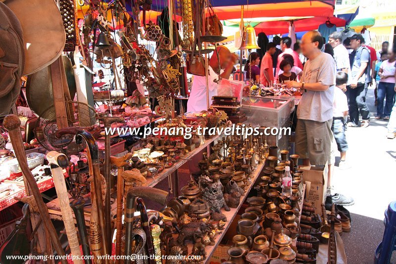 Brassware stall at the Lorong Kulit Flea Market