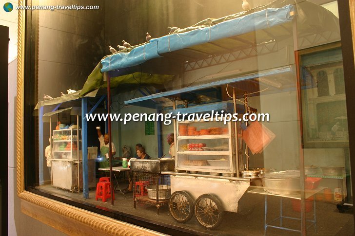 Diagonal view of the food stalls