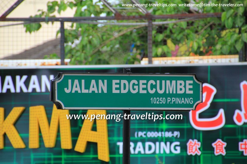 Jalan Edgecumbe road sign