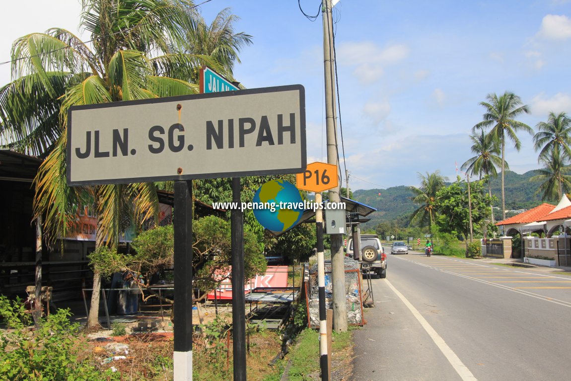 Jalan Sungai Nipah road sign, at the Kampung Sungai Burung junction