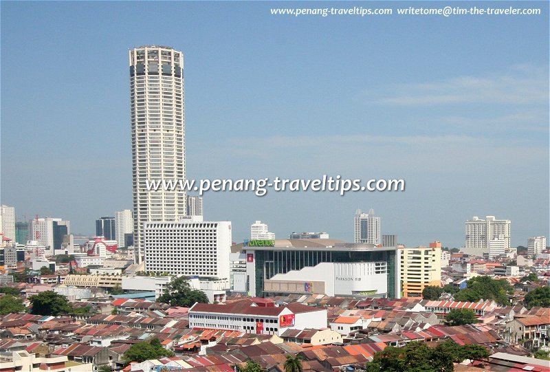 View of Komtar with then newly completed 1st Avenue Mall