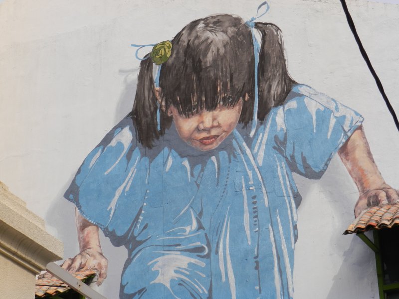 Little Girl in Blue Mural, Muntri Street, George Town, Penang