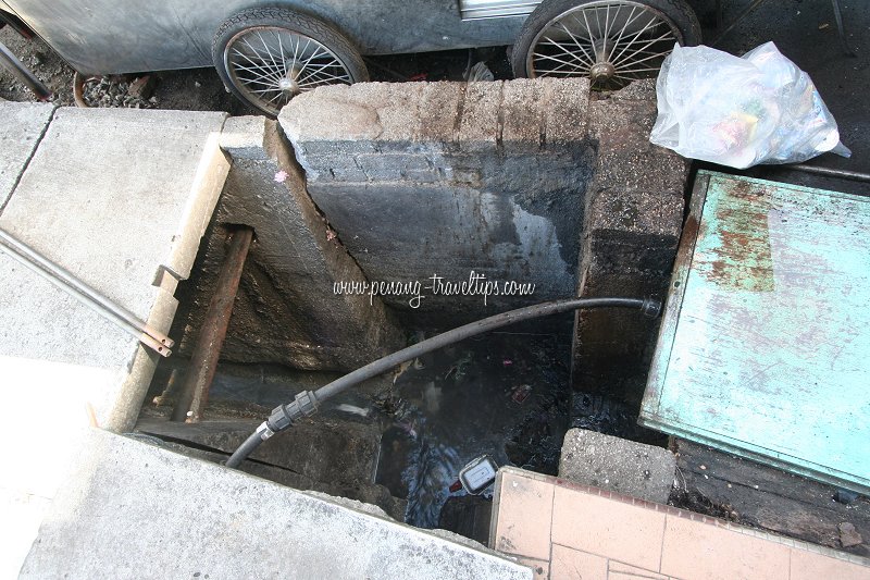 Looking down at Transfer Road ditch