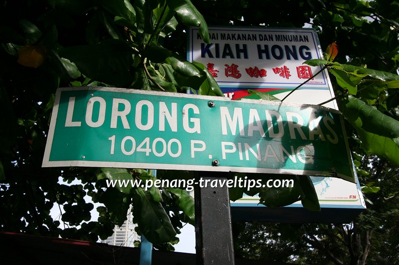 Lorong Madras roadsign