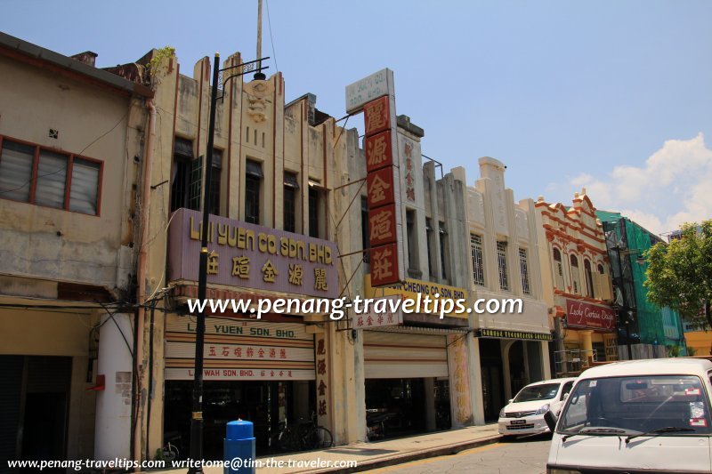 Shophouses along Campbell Street in the Art Deco style